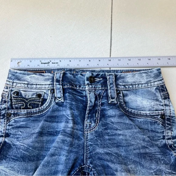 Rock Revival Mid Rise Ankle Skinny Jeans with Embroidered Pockets Women size 26 - Picture 5 of 9